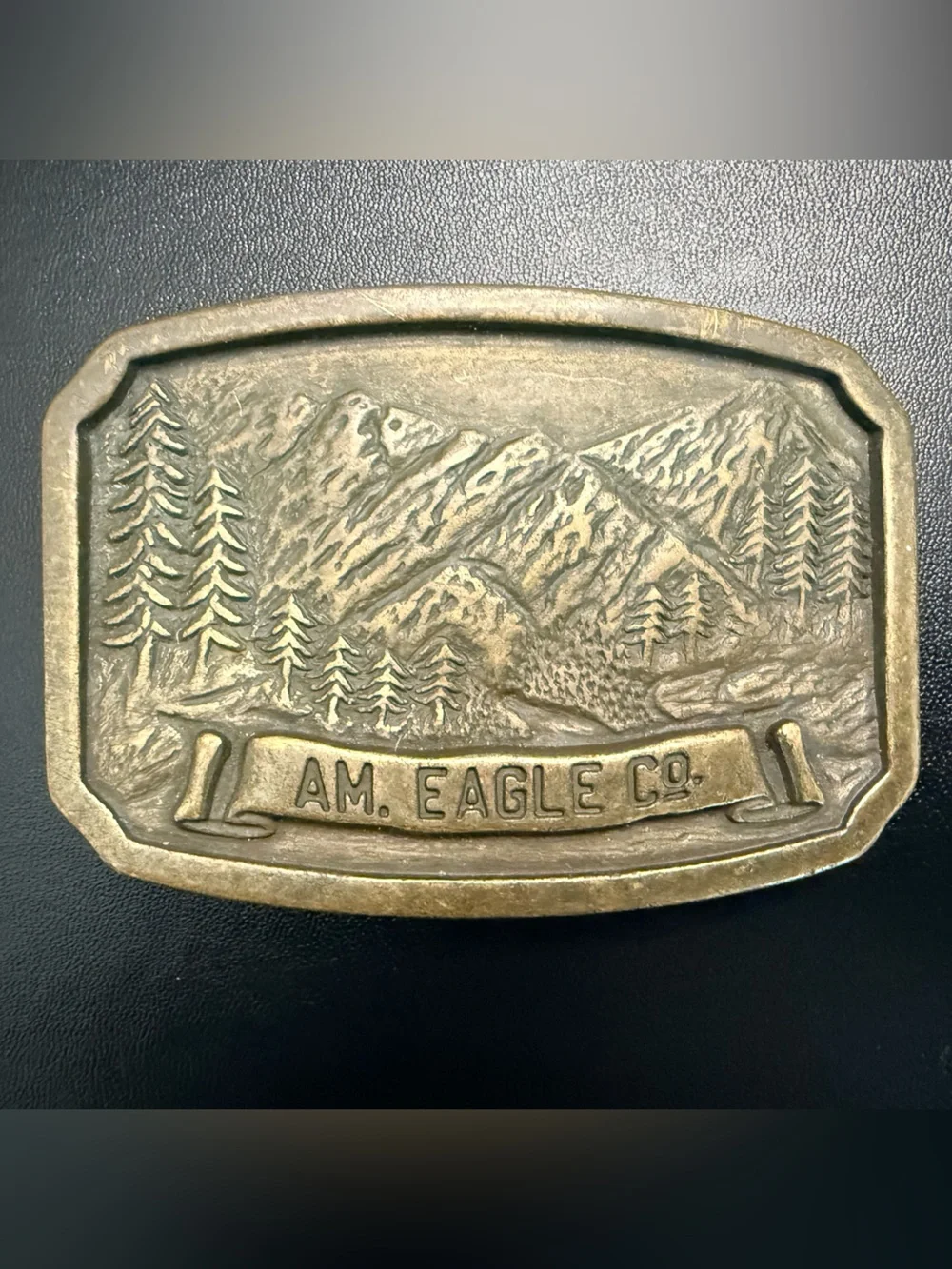 Vintage AM. EAGLE CO. Solid Brass Wilderness Belt Buckle